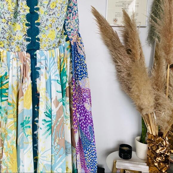ANTHROPOLOGIE Byron Lars Wilderflora Patchwork Blue Floral Maxi Dress 2 - Picture 12 of 12